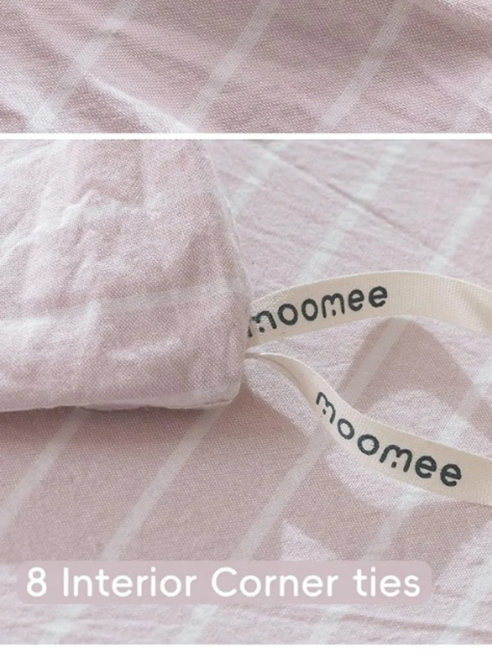 QUEEN Striped Duvet Set 3Pc. 100% Cotton 200 Thread Count GRAYISH PINK & WHITE
